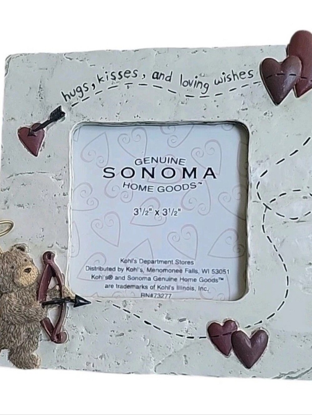Sonoma Cherished Teddies Angel Bear Cupid Hearts 3.5" Photo Frame Love